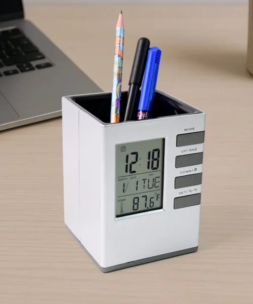 digital-desk-clock-with-pen-holder webp